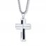 Men's Cross Necklace Diamond Accents Stainless Steel