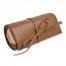 Jewelry Roll Travel Case Brown Leather