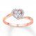 Heart Promise Ring 1/6 ct tw Round-cut 10K Rose Gold