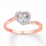 Heart Promise Ring 1/6 ct tw Round-cut 10K Rose Gold