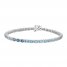 Vibrant Shades Aquamarine, Blue Topaz & White Lab-Created Sapphire Bracelet Round-Cut Sterling Silver 7.25"