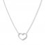 Heart Necklace 14K White Gold 16" to 18" Adjustable