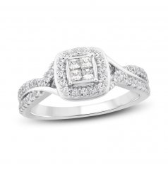 Diamond Engagement Ring 1/2 ct tw Princess/Round 14K White Gold