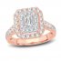 Diamond Engagement Ring 1-1/2 ct tw Emerald/Round-Cut 14K Rose Gold