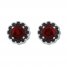 Garnet Earrings 1/10 ct tw Black Diamonds Sterling Silver