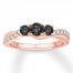 3-Stone Black Diamond Engagement Ring 5/8 ct tw 10K Rose Gold