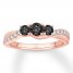 3-Stone Black Diamond Engagement Ring 5/8 ct tw 10K Rose Gold