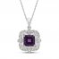 Amethyst & Lab-Created White Sapphire Necklace Sterling Silver 18"