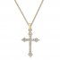 Diamond Cross Necklace 1/4 ct tw Round-cut 10K Yellow Gold