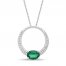 Lab-Created Emerald & White Lab-Created Sapphire Circle Necklace Sterling Silver 18"