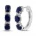 Natural Sapphire Diamond Hoop Earrings 10K White Gold