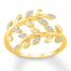 Diamond Leaf Ring 1/10 ct tw Round-cut 10K Yellow Gold