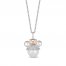 Disney Treasures Minnie Mouse Cultured Pearl & Diamond Necklace 1/10 ct tw Round-Cut Sterling Silver/10K Rose Gold 17"
