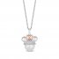 Disney Treasures Minnie Mouse Cultured Pearl & Diamond Necklace 1/10 ct tw Round-Cut Sterling Silver/10K Rose Gold 17"