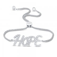 Diamond Hope Bolo Bracelet 1/5 ct tw Sterling Silver