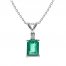 Emerald & Diamond Necklace 10K White Gold 18"