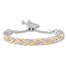 Diamond Woven Bolo Bracelet 1/8 ct tw Sterling Silver/10K Gold