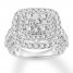 Diamond Engagement Ring 4 ct tw Round/Princess 14K White Gold