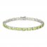 Peridot & White Lab-Created Sapphire Bracelet Sterling Silver 7.25"