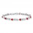 Lab-Created Ruby Bracelet with Diamonds in Sterling Silver