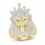 Men's Diamond & Lab-Created Ruby Lion Ring 1/2 ct tw Round-cut 10K Yellow Gold
