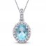 Topaz & White Lab-Created Sapphire Necklace Sterling Silver 18"