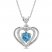 Blue Topaz & White Lab-Created Sapphire Heart Necklace Sterling Silver 18"