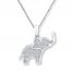 Diamond Elephant Necklace 1/8 ct tw Round-cut Sterling Silver