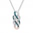 Blue/White Diamonds 1/4 ct tw Necklace Sterling Silver/10K Gold