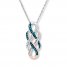 Blue/White Diamonds 1/4 ct tw Necklace Sterling Silver/10K Gold