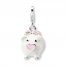 Pig Charm White/Pink Enamel Sterling Silver