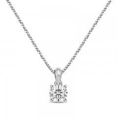 GSI Solitaire Diamond Necklace 1/2 ct tw Round-cut 14K White Gold 18"