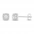 Diamond Solitaire Stud Earrings 3/8 ct tw Round-cut Sterling Silver