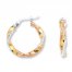 Twisted Hoop Earrings Satin Finish 14K Tri-Tone Gold