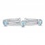 Blue Topaz Braided Cuff Bracelet Sterling Silver
