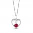 Hallmark Diamonds Lab-Created Ruby Heart Necklace 1/10 ct tw Round-Cut Sterling Silver 18"