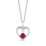Hallmark Diamonds Lab-Created Ruby Heart Necklace 1/10 ct tw Round-Cut Sterling Silver 18"