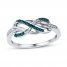 Blue/White Diamond Infinity Ring 1/10 ct tw Sterling Silver