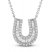 Diamond Horseshoe Necklace 1/3 ct tw Round/Baguette 10K White Gold 18"