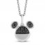 Disney Treasures Mickey Mouse Black Diamond Necklace 1/20 ct tw Sterling Silver