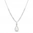 Cultured Pearl & White Lab-Created Sapphire Drop Necklace Sterling Silver 18"