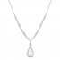 Cultured Pearl & White Lab-Created Sapphire Drop Necklace Sterling Silver 18"