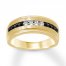 Men's Black/White Diamond Wedding Band 1/2 cttw 10K Yellow Gold