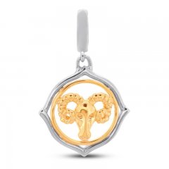 True Definition Aries Zodiac Charm Sterling Silver/10K Yellow Gold