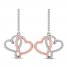 Joining Hearts Diamond Dangle Earrings 1/4 ct tw 10K Rose Gold Sterling Silver