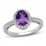 Amethyst & White Lab-Created Ring Sterling Silver