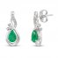 Emerald Earrings Diamond Accents 10K White Gold