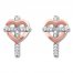 Diamond Cross Heart Earrings 1/20 ct tw 10K Two-Tone Gold