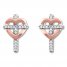 Diamond Cross Heart Earrings 1/20 ct tw 10K Two-Tone Gold