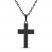 Men's Black Sapphire Cross Necklace Ion-Plated Stainless Steel 22"
